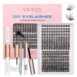 DIY Lash Extension Kit 204 Pcs Individual Lashes with Bond and Seal Lash Remover Tweezers Cluster Lashes False Eyelashes Natural Lash Clusters C D Curl Eyelash Extensions 10-16mm - DM01+DM17