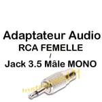 1 Adaptateur RCA Femelle vers Jack 3.5 Mâle MONO Qualité Métal