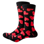 Love Heart Socks Novelty Valentine Design - Black with Red Hearts Cotton Blend Gift Womans Mens UK Size 5-11 - 1 Pair