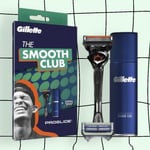 Gillette Smooth Club Pack Fusion ProGlide Razor + 1 Skinguard Refill Blade, Gel