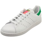 adidas Stan Smith Womens Classic Trainers in White Green Pink - 4 UK