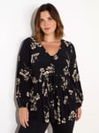 Live Unlimited Curve Petite Floral Top, Black/Sand