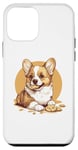 Coque pour iPhone 12 mini Corgi avec biscuit dans la bouche mignon chien art