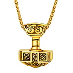 U7 Pendentif Viking Marteu de Thor Homme Plaqué Or Collier Mjölnir Doré Bijou Amulette