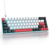 CLAVIER DE JEU 60 POUR CENT - MINI CLAVIER MÉCANIQUE 65 POUR CENT RÉTROÉCLAIRÉ PAR LED, 68 TOUCHES CLAVIER GAMER FILAIRE QWERTY AMÉRICAIN AVEC SWITCHS ROUGES POUR PC/ORDINATEUR POR[CLA170710]