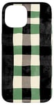 Coque pour iPhone 15 Vert Pop Art rayé noir et blanc vichy Buffalo Check