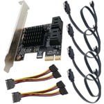 SATA 4 Port Contoller PCIe Adapter Data Power Cable HDD CD Drive Expansion Card