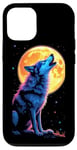 Coque pour iPhone 15 Loup bleu Lune hurlante