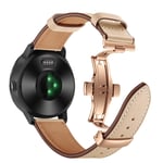 AISPORTS Compatible for Huawei Watch GT2 Strap 42mm Genuine Leather, 20mm Quick Release Sport Wristband Rose Gold Metal Butterfly Buckle Replacement Strap for Garmin D2 Air/Venu/Approach S12/S40/S42