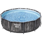 BESTWAY Piscine hors sol SteelPro Max ronde Décor bois, 366 x 100 cm, filtre à cartouche, échelle, diffuseur Chemconnect