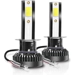 Phare de Voiture 2Pcs Cob H1 32000Lm 800W Kit de Phare de Voiture Led Ampoules Turbo Hi/Lo 6000K