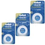 3 x Oral B Floss Essential Regular Floss | Dental Unwaxed Floss