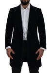 DOLCE & GABBANA Jacket Black Cotton Cardigan Long Coat Men IT46/US36/S