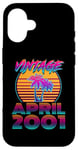 Coque pour iPhone 16 24 Years Old Retro Vintage Funny April 2001 24th Birthday