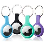 Case for Airtag Holder 4 Pack with Key Ring, ThingsBag Air Tag Keyring Cover Compatible with Apple Tags, Silicone Keychain Itag Tracker Protective Cover Lightweight and Unti-Scratch for Luggage, Bags