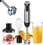 Bonsenkitchen Stainless Steel Hand Blender, 4-in-1 Stick Blender 1000W, 20 Speed Adjustable, with Whisk, 500ml Chopper and 700ml Measuring Cup, Food Processor (HB3203)