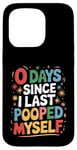 Coque pour iPhone 15 Pro 0 Days Since I Last Pooped Myself - Blague de caca de salle de bain