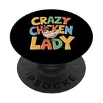 Crazy Chicken Lady Farm Œufs frais Coq Agriculteur de volaille PopSockets PopGrip Adhésif