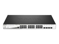 D-Link DGS 1210-28MP - Commutateur - Géré - 24 x 10/100/1000 (PoE+) + 4 x Gigabit SFP - de bureau, Montable sur rack - PoE+