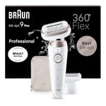 Braun Silk-épil 9 Flex, Epilator with 360° Flexible Head for Easy Hair Removal, Wet & Dry, Lasting Smooth Skin, with Lady Shaver Head & Trimmer Comb, 9-030 3D, White/Rose Titan