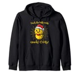 Duck the Halls with Quacks of Holly! funny Christmas Duck Zip Hoodie