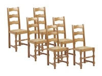 Lot de 6 chaises SEGUIN - Hêtre massif & assise en paille de seigle