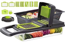 LEIHOFAN Mandoline Professionnelle Cuisine, 13 en 1 Mandoline Cuisine Multifonction Coupe-Légume, 7 Différent Lames Couteau en Acier Inoxydable pour Trancher Facile à Nettoyer