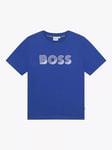 HUGO BOSS Kids' Short Sleeved Logo Cotton T-Shirt, Pale Blue