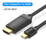 Vention Câble Mini DisplayPort vers HDMI Adaptateur 4K HD Mini DP vers HDMI pour MacBook Air PC iMac TV Projecteur Thunderbolt 2 vers HDMI, Noir 4K 30Hz HAH- 2m