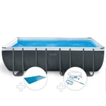 Kit piscine tubulaire Intex Ultra XTR Frame rectangulaire 5,49 x 2,74 x 1,32 m + Bâche à bulles + Kit d'entretien