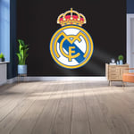 Papier peint en vinyle sous licence Real Madrid – Taille M (h x l) 185 cm x 100 cm – Blason en couleur noir