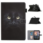 LMFULM® Case for Amazon Kindle Fire HD 8 2016/2017/ 2018 (8.0 Inch) PU Magnetic Leather Case Protective Shell Holster with Sleep/Wake Stand Case Flip Cover Black Cat