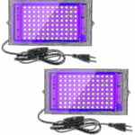 2 st 100W UV LED-strålkastare Blacklight IP65 Vattentät Ultraviolett LED-lampa Effektbelysning för akvariumfest Neonmålning Fluorescerande P