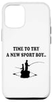 Coque pour iPhone 13 Il est temps d'essayer un nouveau sport père et fils partenaire de pêche garçon