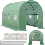 Serre tunnel de jardin 6 fenetres bâche verte maraîchère metal serres PE 7m²