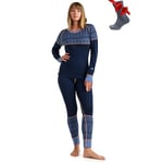 sous-Vêtements Thermiques Femme Laine Mérinos - Chaud Merino sous Vêtement Thermique Femme, Respirante Laine Merinos Pantalon Bas Et Maillot De Corps Femme (Medium, 250 Nordic Tale Berry)