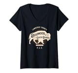 Womens Deadwood South Dakota USA Vintage Bison Design Souvenir V-Neck T-Shirt