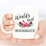 World's Best Roommate, Room Mate Coffee Mug, Room Mate Gift, Room Mate Christmas Mug, Birthday Gift, Floral Mug