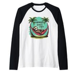 Relaxing Sloth Hammock Don’t Care Funny Tropical Palm Tree Raglan Baseball Tee