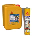 Sika Sikagard 240 Protecteur Tout en 1, Protection hydrofuge façade, mur, toiture et sol, 5L & lex PRO 11 FC Purform Gris béton, Mastic polyuréthane PU tout en 1, mastic multi-matériaux