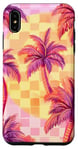 Coque pour iPhone XS Max Rose Art Déco Plage à Carreaux Coucher De Soleil Océan Whimsical Palm