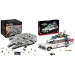 LEGO 75192 Star Wars Millennium Falcon, UCS Set for Adults, Model Kit to Build with Han Solo, Princess Leia & Chewbacca Minifigures & 10274 Icons Ghostbusters ECTO-1 Car Kit, Large Set for Adults