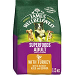 James Wellbeloved Adult Superfoods 1.5 kg Bag, Hypoallergenic Dry Dog Food, Turkey with Kale & Quinoa