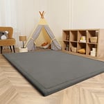 Paco Home Tapis Chambre Enfant Bebe Fille Garcon Moelleux Antidérapant Moderne, Dimension:80 cm Rond, Couleur:Gris