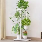 Zstar Étagère à fleurs à 4 niveaux - Support pour plantes - Support pour plantes - En métal - Escalier pour plantes - Étagère sur pied pour intérieur jardin balcon - Blanc