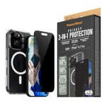 iPhone 16 Pro PanzerGlass 3-i-1 Bundle m. EasyAligner - Privacy Skärmskydd (UWF) / Skal / Kameraskydd - Genomskinlig / Svart