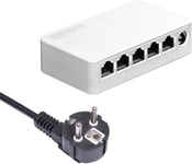 bin Switch Ethernet 5 Ports 100 Mbps Mini Commutateur Répartiteur Ethernet Hub RJ45 Portable avec Câble d'alimentation Prise UE