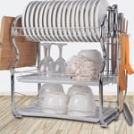 3 Tier Dish Drying Rack Stainless Steel Plate Drainer Cutlery Holder Drip Tray