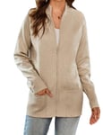 Gilet Long Femme Col Montant Zip-Up Pull Manteau avec Poches Sports Casual et Chic Abricot -3 XL