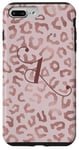 Coque pour iPhone 7 Plus/8 Plus Letter I Initial Leopard Rose Pink Cheetah Monogram